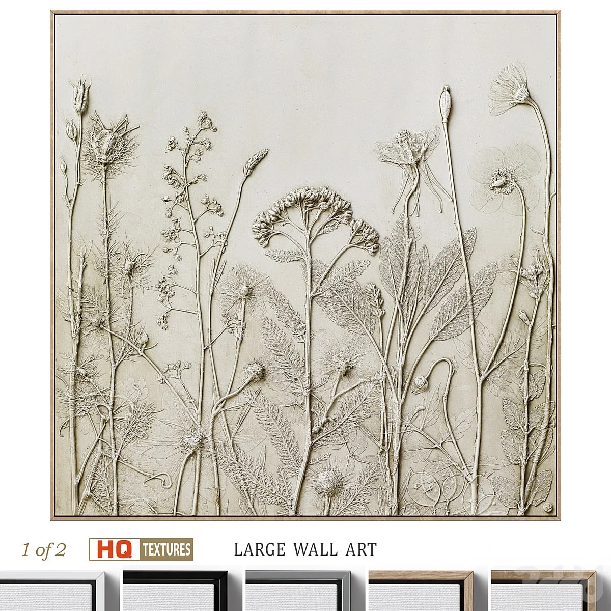 Textural Plaster Wildflowers Boho Wall Art C-507